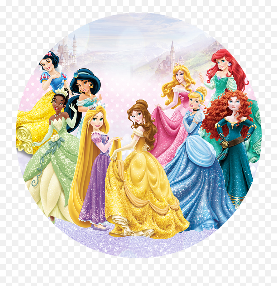 Disney Princess Castle With Purple And Pink Custom Round Backdrop For Girlu0027s Dream Bithday - Disney Princess Images Round Png,Princess Castle Png