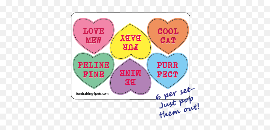 Mini Candy Heart Magnets - 6pk Cat New Girly Png,Candy Hearts Png