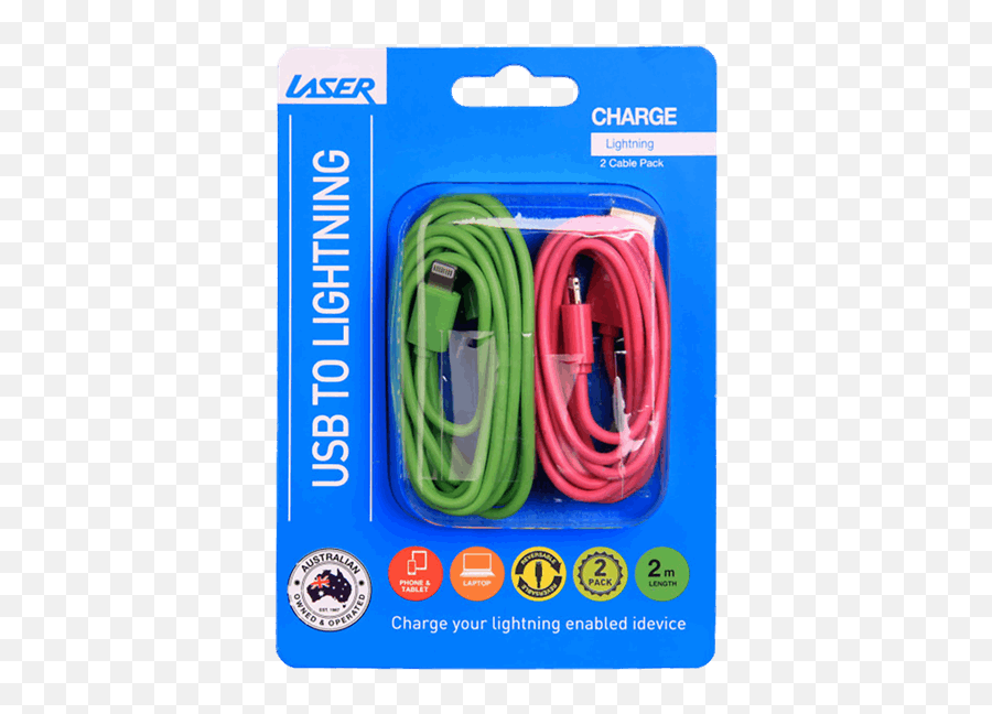 Laser Lightning Cable 2 Pack - Green U0026 Pink Portable Png,Green Lightning Png