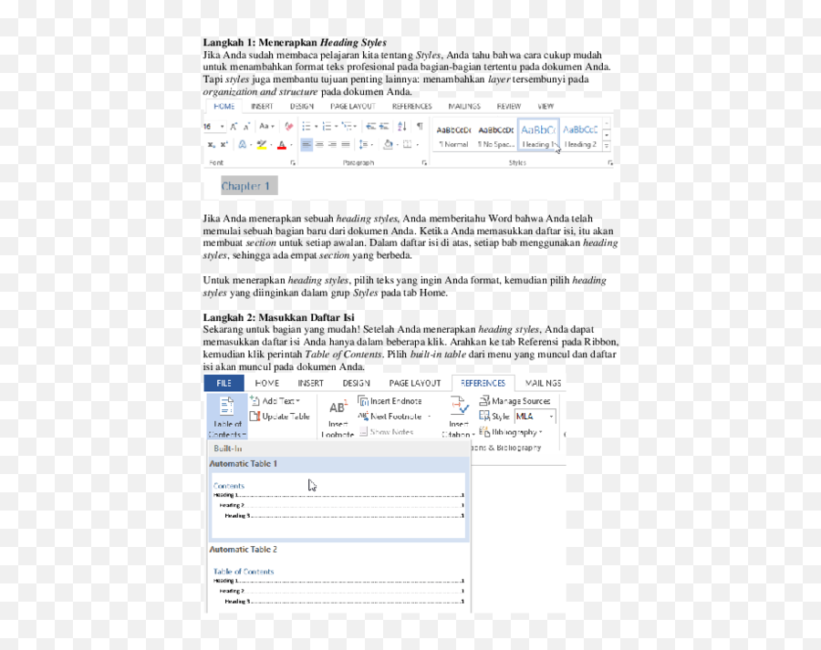Doc Cara Membuat Daftar Isi Fitri Handayani - Academiaedu Language Png,Fungsi Icon Pada Tab Review Microsoft Word 2007