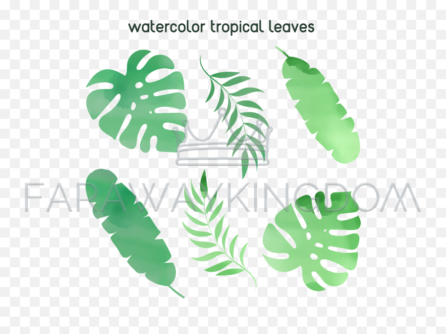 Watercolor Tropical Leaf Summer Vector Illustration Set - Illustration Png,Tropical Leaf Png