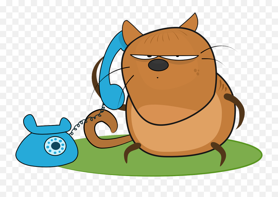 Cat Talking In Phone Clip Art - Vector Clip Art Png,Cartoon Phone Png