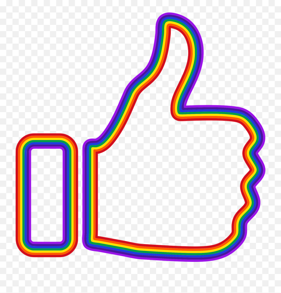 Thumbs Up Facebook Like - Free Vector Graphic On Pixabay Rainbow Thumbs Up Transparent Png,Thumbs Up Logo