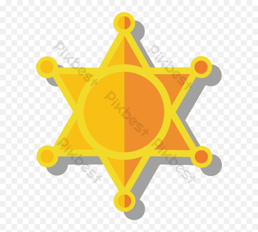Six - Pointed Star Vector Cartoon Police Badge Accessories Dot Png,Police Badge Logo