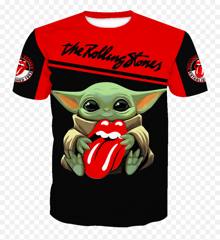 The Rolling Stones Baby Yoda New Full All Over Print K1390 - Baby Yoda Slipknot Png,Rolling Stone Logo Png