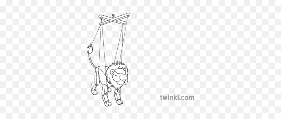 Lion Puppet Black And White Illustration - Twinkl Marionetas De Animales De Leon Png,Puppet Strings Png