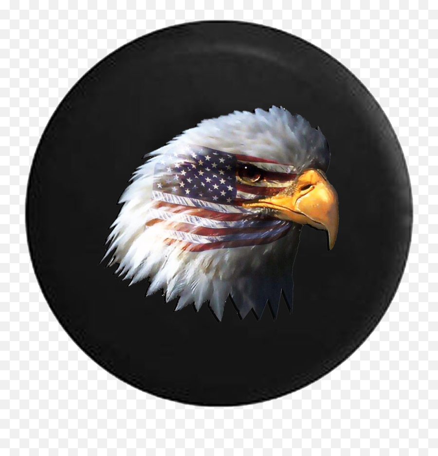 Waving American Flag And Bald Eagle Jeep Camper Spare Tire Cover Custom Sizecolorink - P118 American Flag Eagle Head Png,American Flag Eagle Png