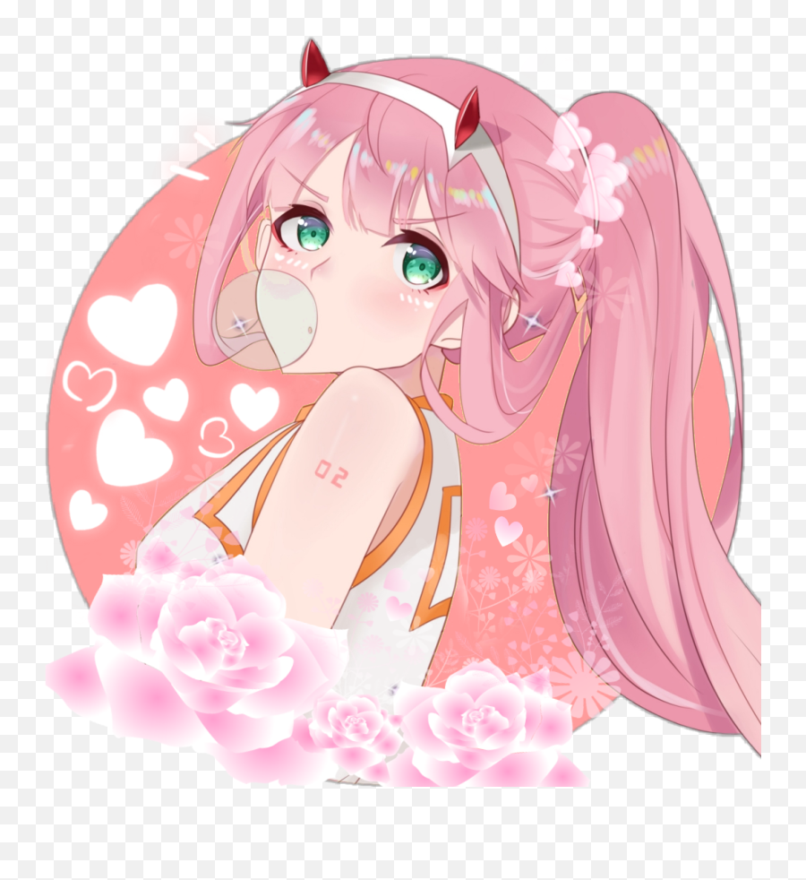 Sticker By Needing Internet Validation - Anime Girl Pink Hair Cute Png,Zero Two Icon