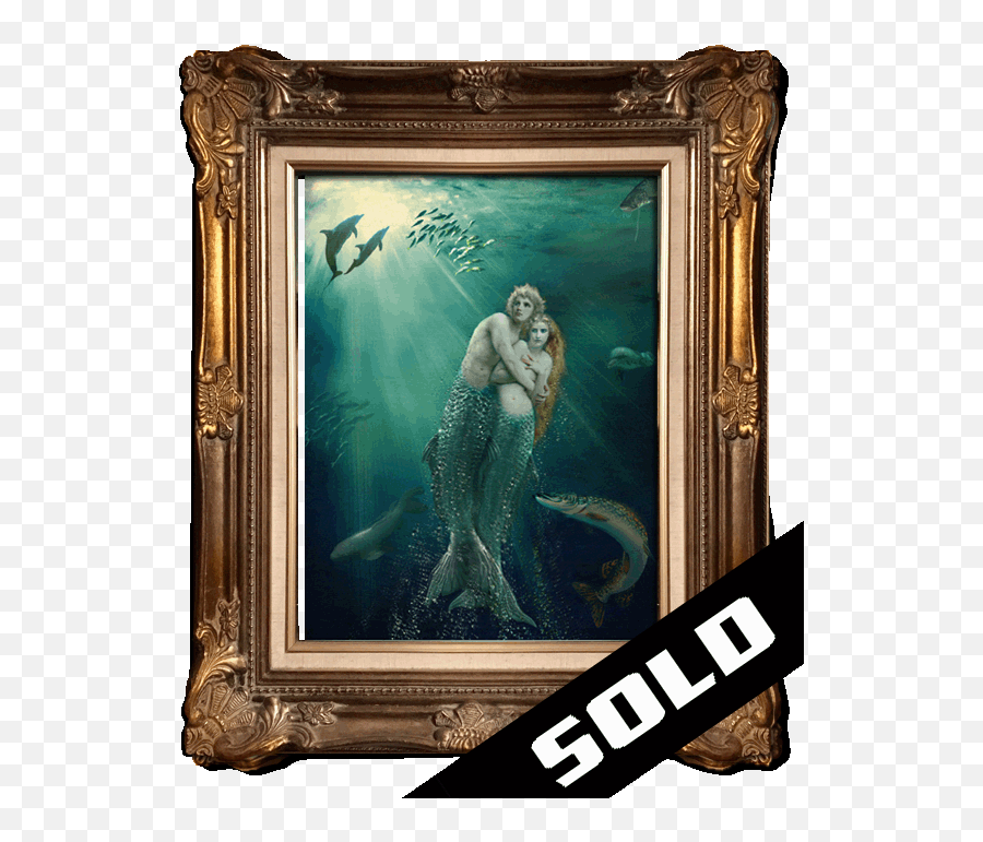 Realistic Oil Paintings For Sale - Couple Mermaid Png,Icon Green Underpainting