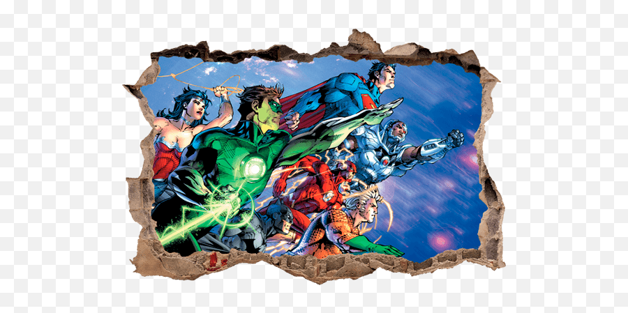 Kids Wall Sticker Hole Superheroes Comic Muraldecalcom - Mandalorian Wall Stickers Png,Green Lantern Icon