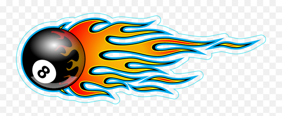 Flaming 8 Ball Sticker - Hot Rod Flames Png,Green Fire Png