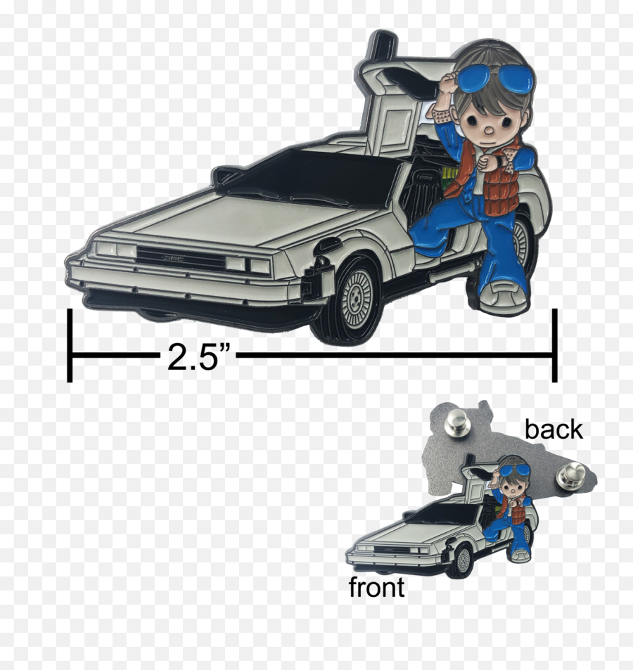 Hh - 017 Marty Mcfly Delorean Back To The Future Pin With Two Posts And Deluxe Spring Loaded Clasps Delorean Png,Delorean Png