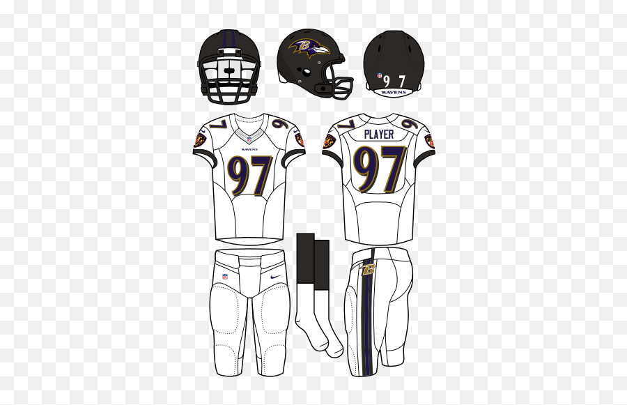 Baltimore Ravens Road Uniform - National Football League Baltimore Ravens Home Uniforms Png,Baltimore Ravens Logo Png