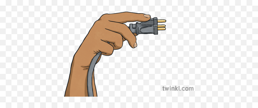Hand Holding Plug Cable Electricity Ks2 Illustration - Twinkl Revolver Png,Hand Holding Gun Transparent