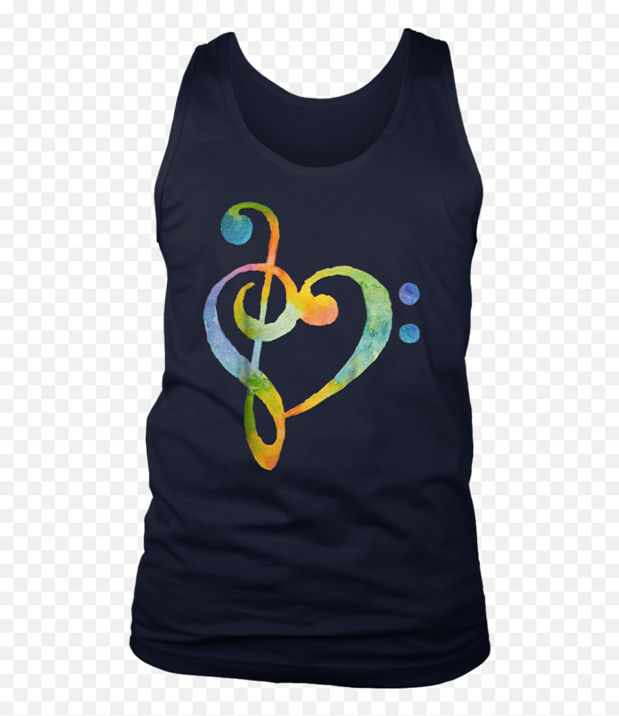 Download Watercolor Rainbow Heart Bass Clef T - Shirt T Portable Network Graphics Png,Bass Clef Png
