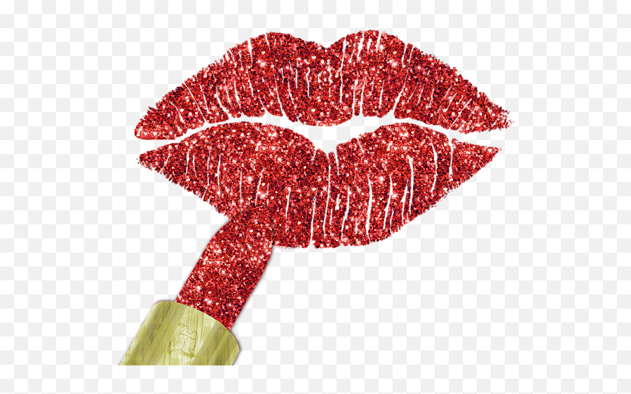 Red Kiss Faux Glitter Lipstick - Shirt Transparent Glitter Lips Background Png,Red Glitter Png
