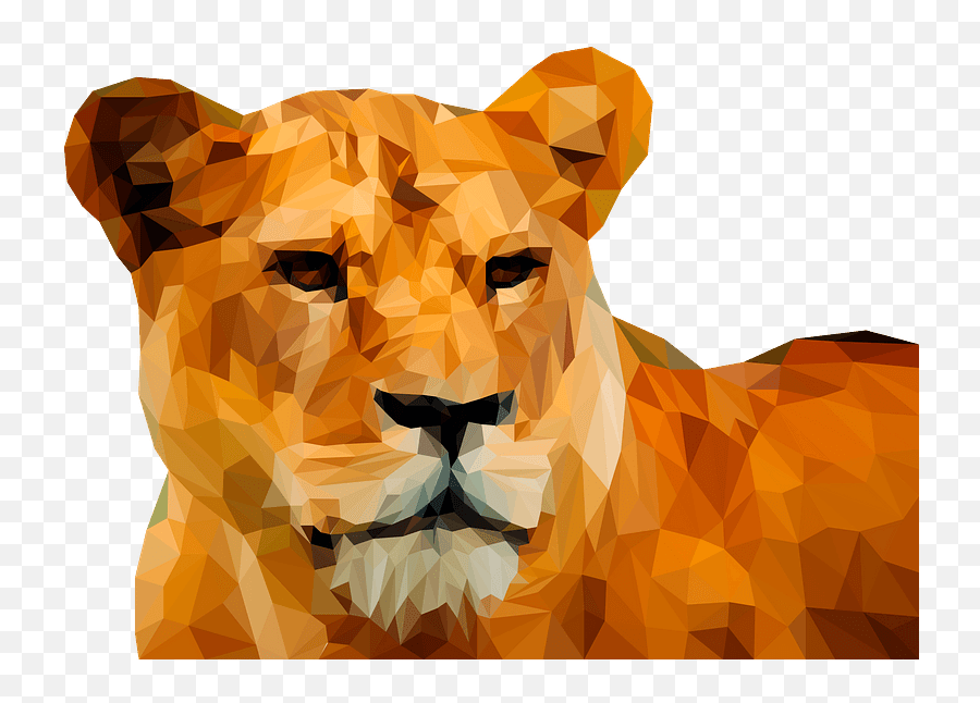 Download Stylized Cougar Face Clipart - Tiger Poly Art Svg Low Poly Lion Png,Lion Face Png