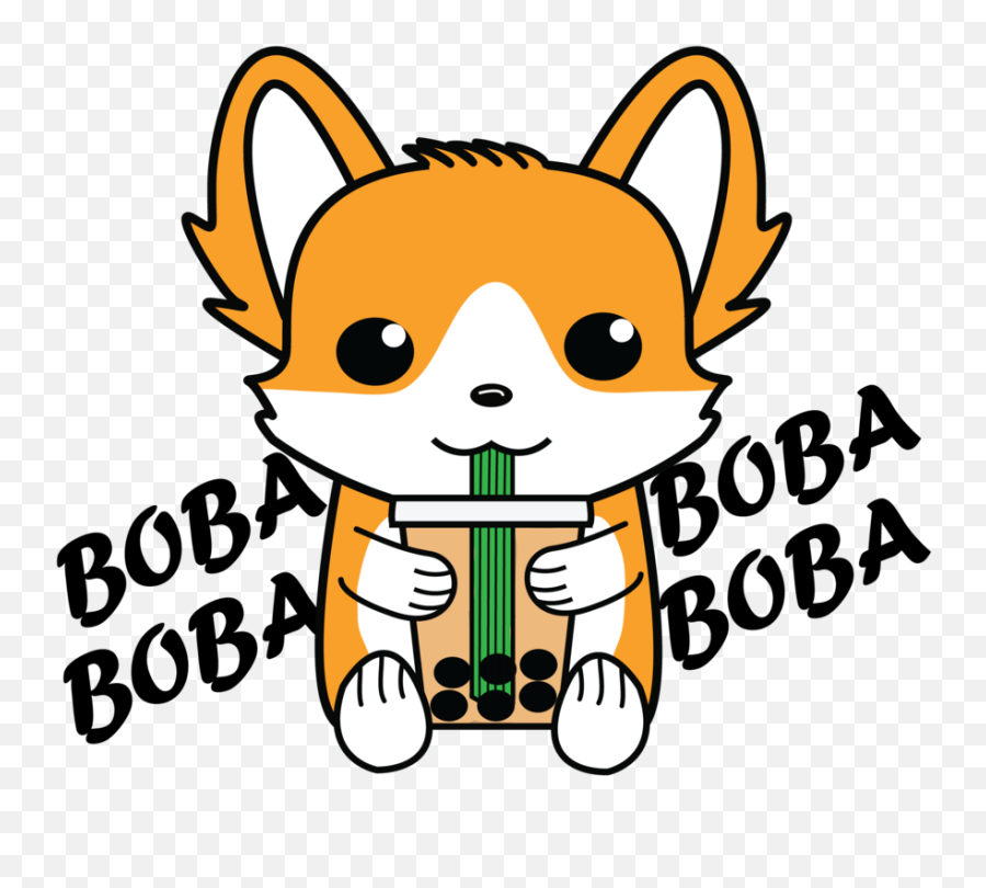 Bubble Tea Boba Corgi Sticker - Corgi Bubble Tea Transparent Png,Corgi Png