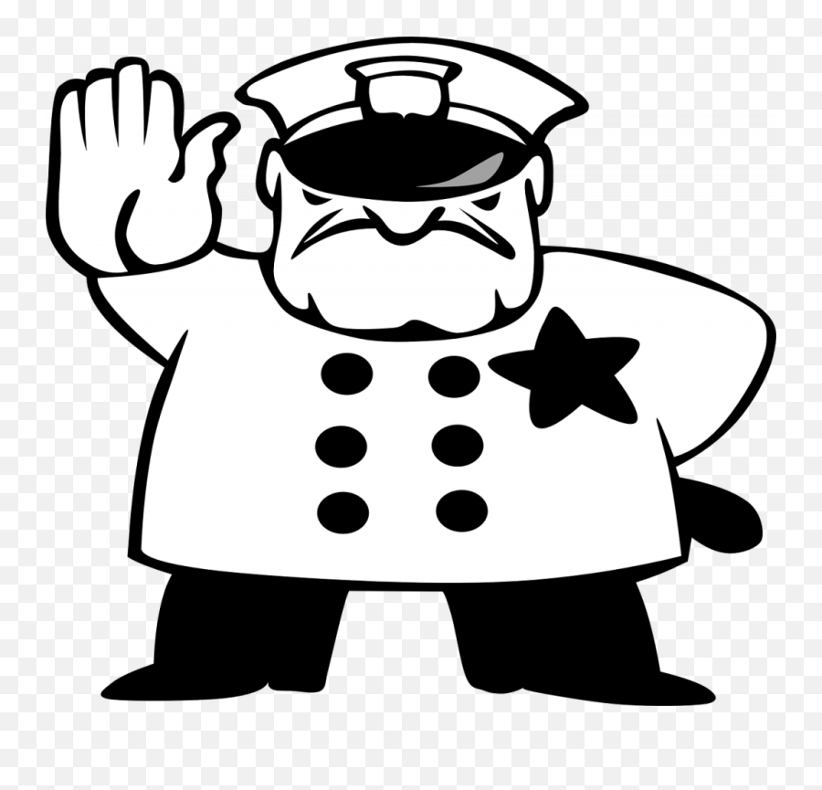 Policeman Black And White Clip Art - Vector Security Guard Cartoon Black And White Png,Policeman Png