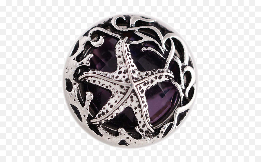 20mm Silver Starfish With Purple Crystal Background Snap Charm Tropicaltrinkets - Paperweight Png,Starfish Transparent Background