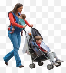 Mom With Kids Png Stroller