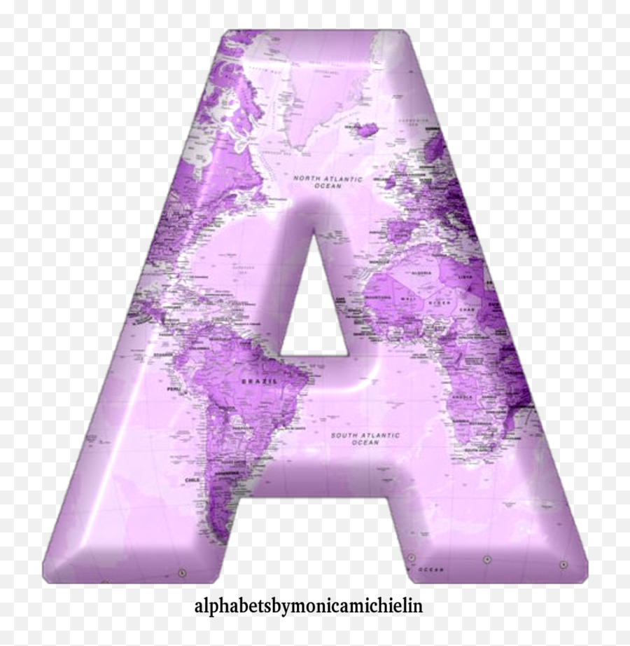 Monica Michielin Alphabets Purple World Map Alphabet Letter - Wall Collage Aesthetic Picture Colorful Retro Album Style Collage Kit Trendy Wall Art Prints For Room Png,Purple Triangle Icon