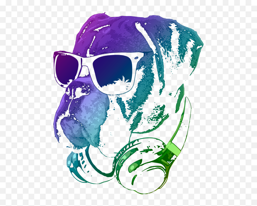 Dj Boxer Dog In Neon Lights T - Shirt For Sale By Filip Schpindel Png,Boxer Dog Icon