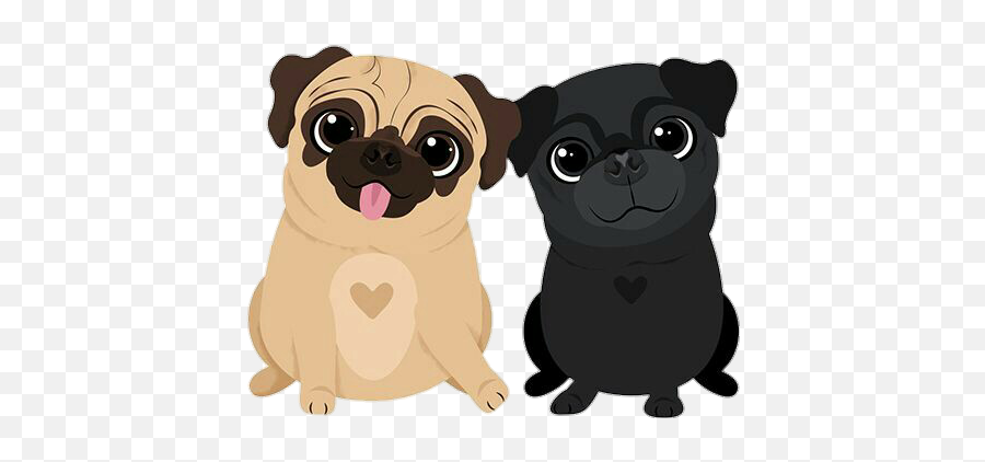 Cachorro Png - Dog Pug Cople Cute Cachorro Casal Fofo Illustrated Pugs,Pug Face Png