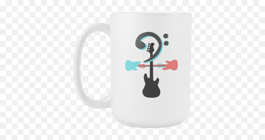 Bass Guitar Player 15 Oz Mug With Custom Clef And - Coffee Cup Png,Bass Clef Png