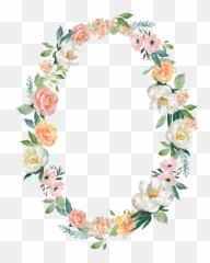Download Cartoon Watercolor Wreath Decorative Border Png - Oval Floral