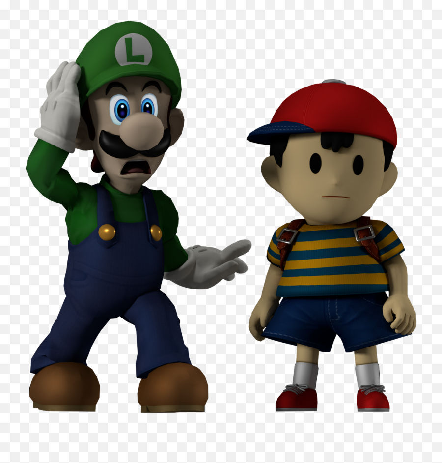 Download Luigi And Ness - Mario And Luigi Ssbb Model Hd Png,Luigi Transparent Background