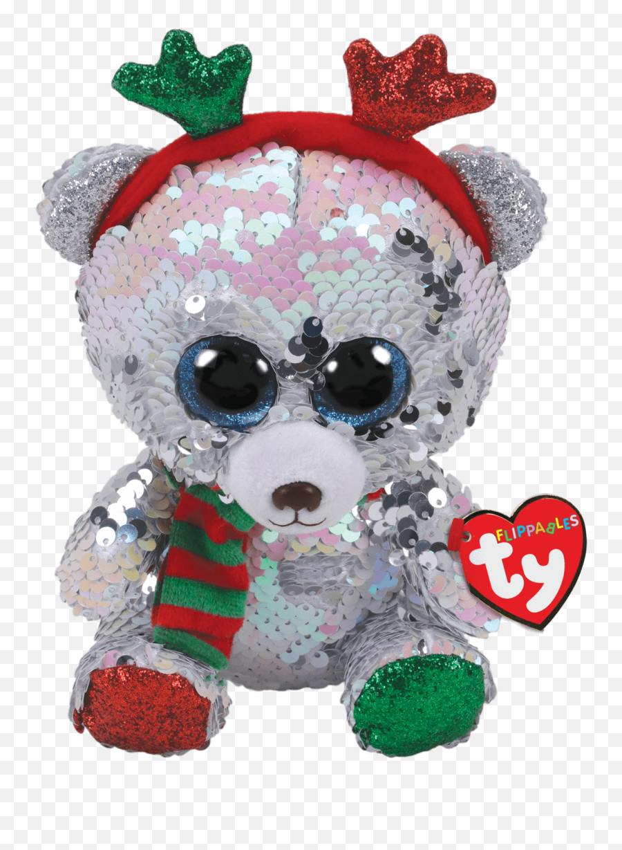 Mistletoe - Reversible Sequin Bear Wantlers Medium Beanie Boo Christmas Flippables Png,Mistletoe Png