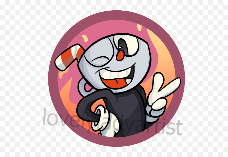 Cuphead Button Lovelyladyartist Online Store Powered By - Happy Png,Cuphead Logo Png