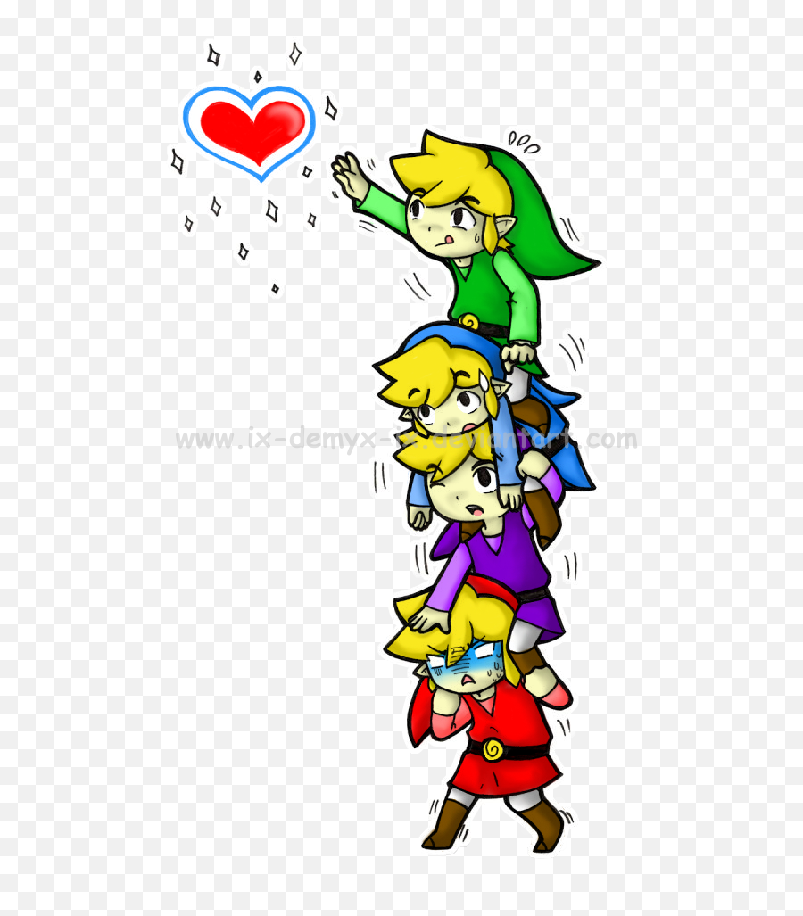 4 Swords Trying To Get A Heart Container Legend Of - Four Swords Group Png,Zelda Heart Png