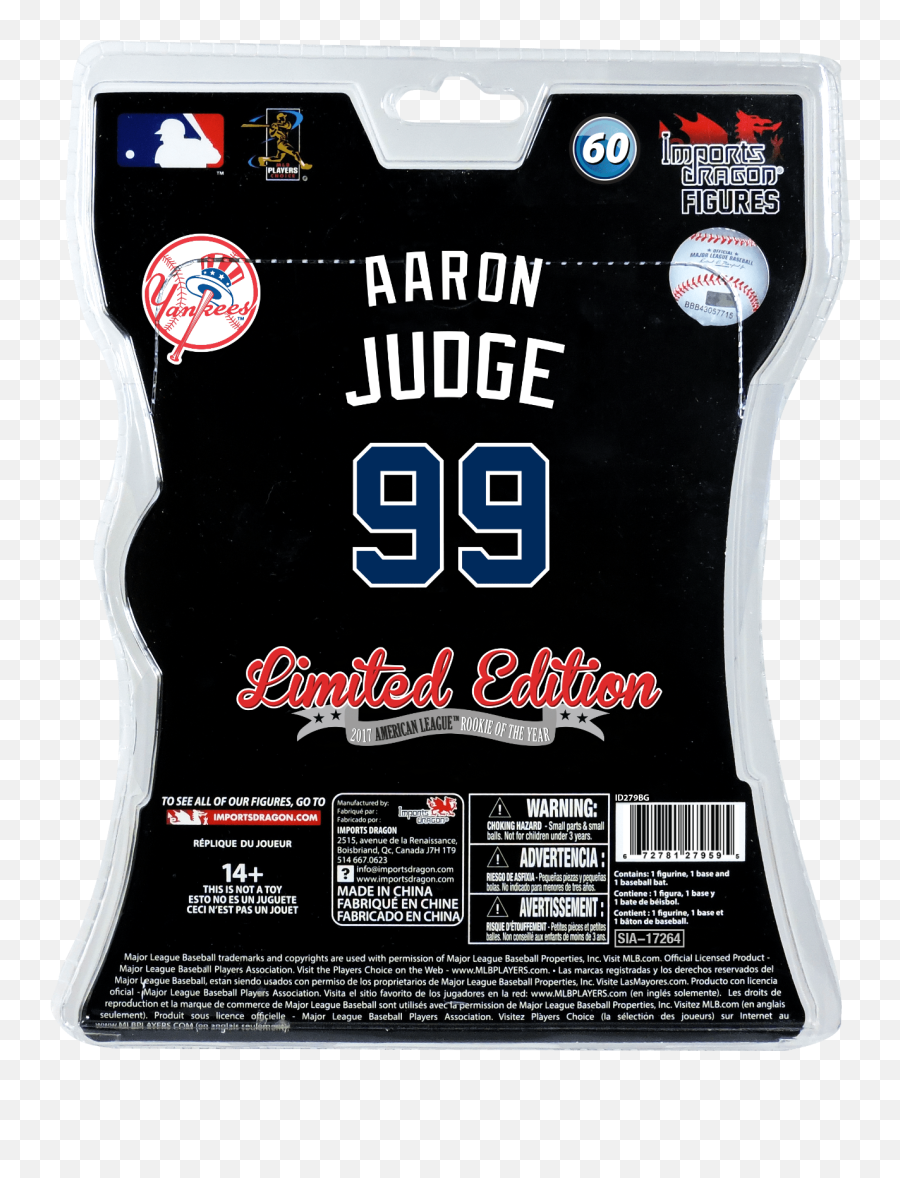 Aaron Judge Yankees Al Rookie Of The Year Figure 6 Imports Dragon 2017 - Logos And Uniforms Of The New York Yankees Png,Aaron Judge Png