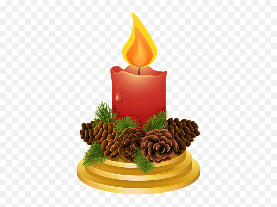 With Pinecones Png Clipart Image - Transparent Christmas Candles Png,Christmas Candle Png