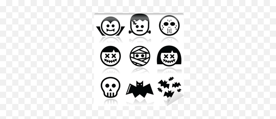 Wall Mural Halloween Characters - Dracula Frankenstein Mummy Icons Pixersus Sticker De Halloween Blanco Y Negro Png,Mummy Icon