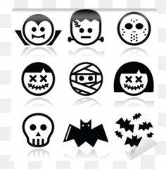Wall Mural Halloween Characters - Dracula Frankenstein mummy icons PIXERSUS Sticker De Blanco Y Negro png