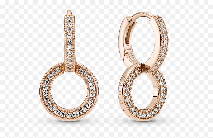 Sparkling Double Hoop Earrings - Pandora Earings Rose Gold 2022 Png,Pandora Icon