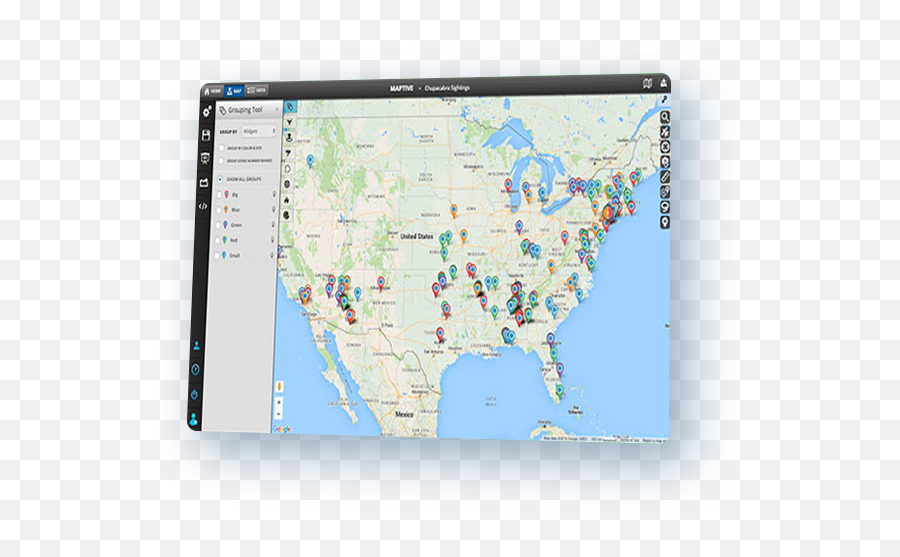 Create A Map From Excel Data Maptive - Language Png,Google Map Marker Icon List