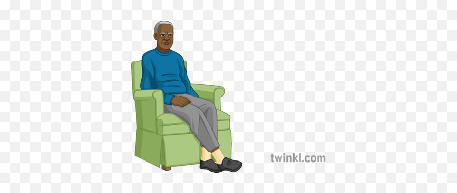 Old Man Sitting In Armchair Illustration - Twinkl Sitting Png,Person Sitting In Chair Png