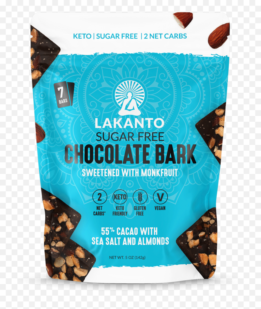 Chocolate Bark With Sea Salt And Almonds 55 Cacao - Lakanto Chocolate Bark Png,Chocolate Png