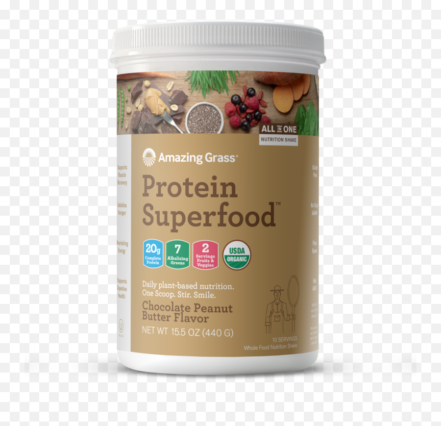 Plant - Based Protein Powder Chocolate Peanut Butter Amazing Grass Protein Superfood Png,Peanut Butter Transparent