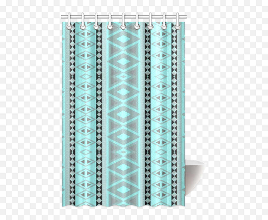 Tribal Border Pattern Vertical Aqua Shower Curtain 48x72 Id D207211 - Vertical Png,Tribal Border Png