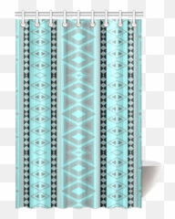 Tribal Border Pattern Vertical Aqua Shower Curtain 48x72 Id D207211 - Vertical png
