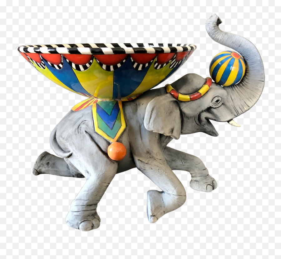 Dan Nisha Ferguson Ceramic Circus Elephant Bowl Sculpture - Dan Ferguson Danisha Elephant Png,Circus Elephant Png