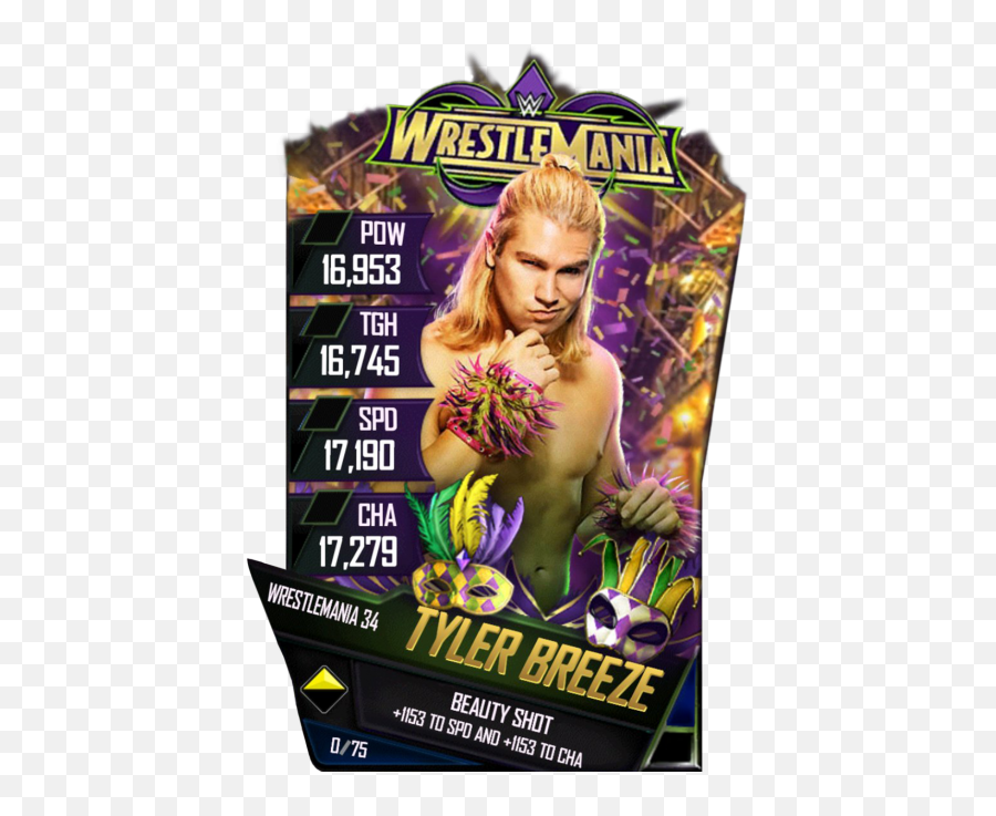 Tyler Breeze - Wwe Supercard Wrestlemania 34 Cards Png,Tyler Breeze Png