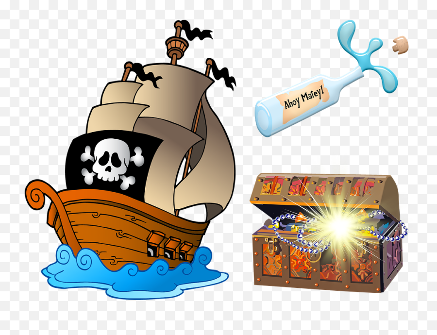 Pirate Ship Gold Treasure - Treasure Map Boat Png,Pirate Ship Png