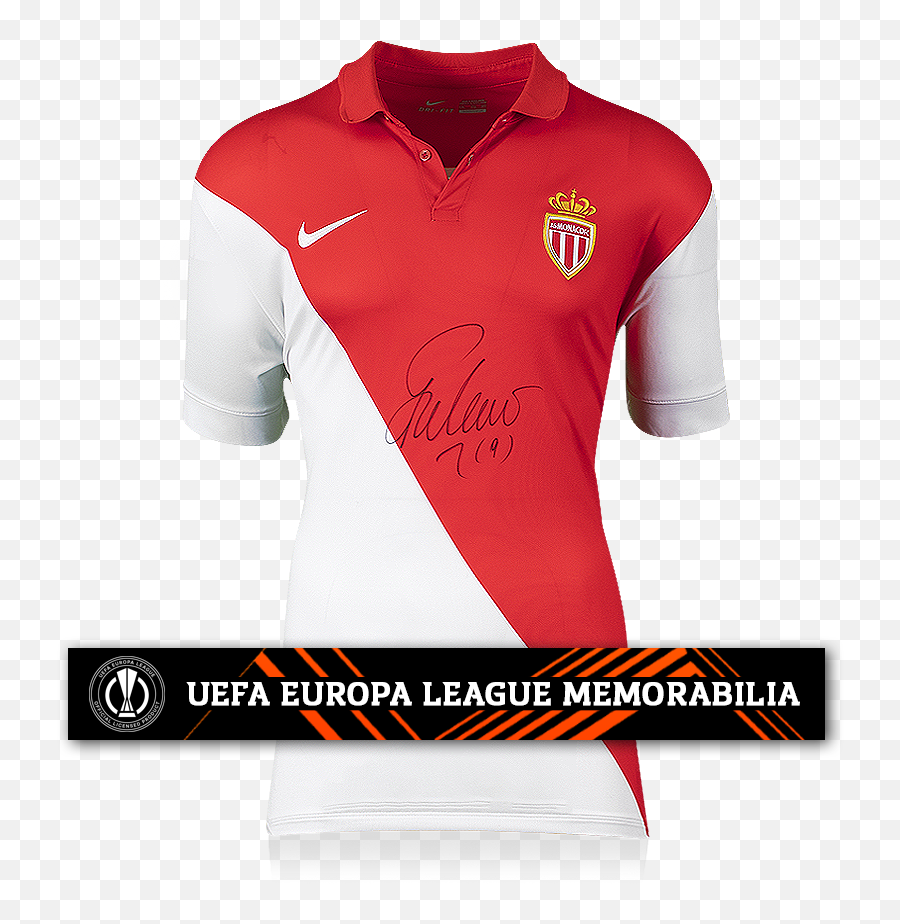 Radamel Falcao Official Uefa Europa League Front Signed 2014 - 15 As Monaco Home Shirt Europa League Kit Logo Transparent Png,New Worlds Icon League