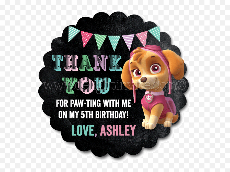 Skye Paw Patrol Birthday Favor Tags - Cartoon Png,Skye Paw Patrol Png